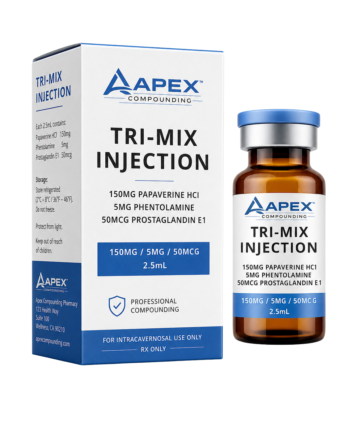 Apex Compounding TriMix Injection packaging and vial